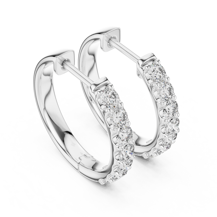White Gold Diamond Huggie Earrings – Elegant Everyday Sparkle