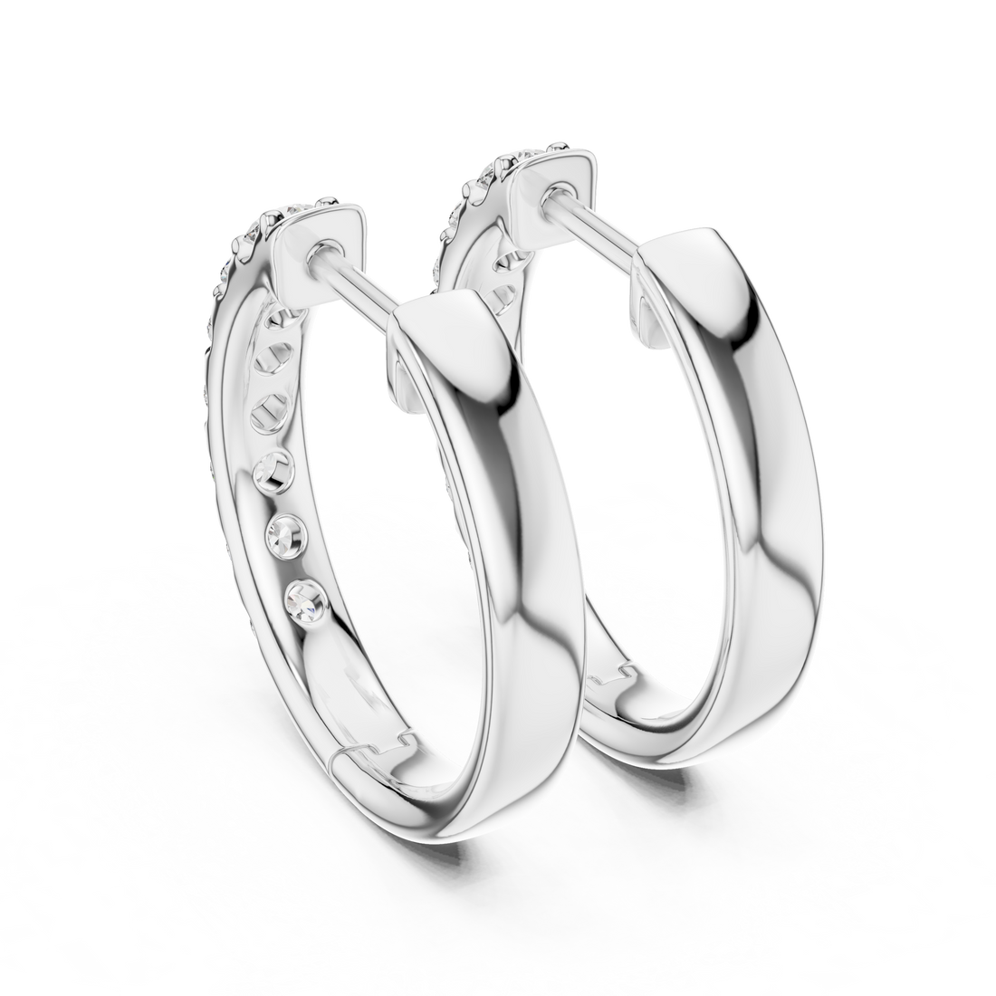 White Gold Diamond Huggie Earrings – Elegant Everyday Sparkle