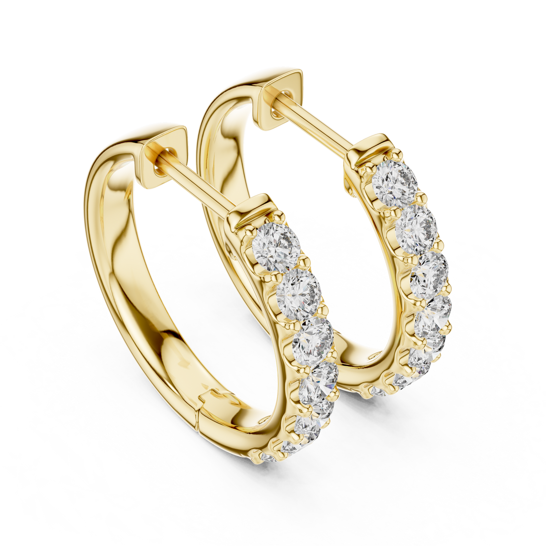 White Gold Diamond Huggie Earrings – Elegant Everyday Sparkle