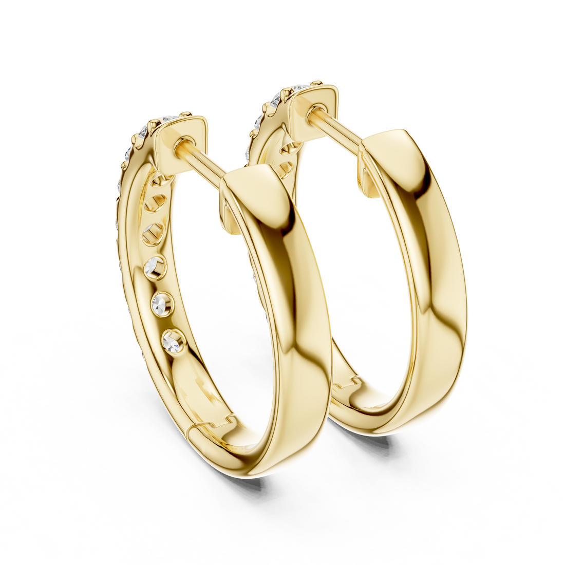 White Gold Diamond Huggie Earrings – Elegant Everyday Sparkle
