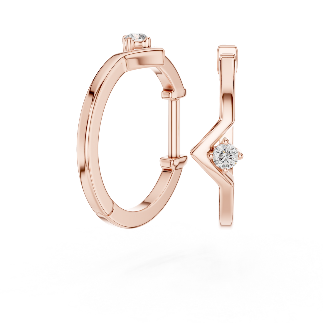 Sleek Chevron Diamond Hoop Earrings in 14-KT White Gold