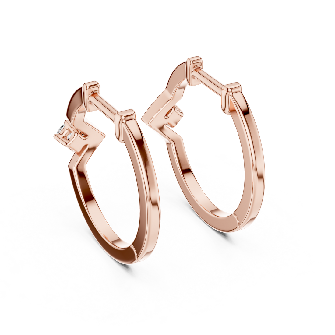 Sleek Chevron Diamond Hoop Earrings in 14-KT White Gold