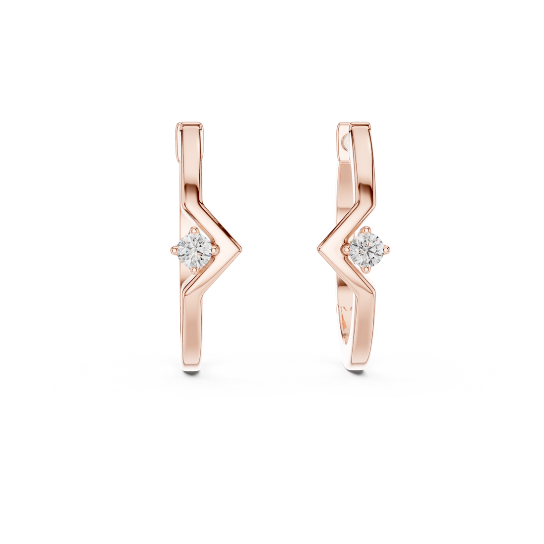 Sleek Chevron Diamond Hoop Earrings in 14-KT White Gold