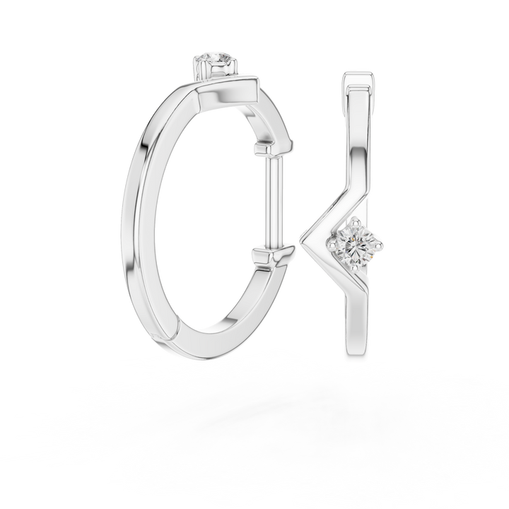 Sleek Chevron Diamond Hoop Earrings in 14-KT White Gold