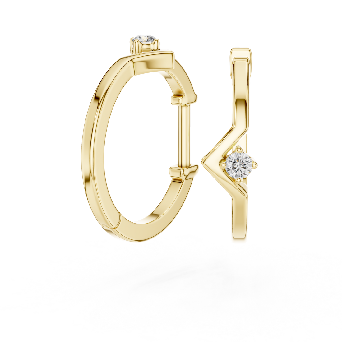 Sleek Chevron Diamond Hoop Earrings in 14-KT White Gold