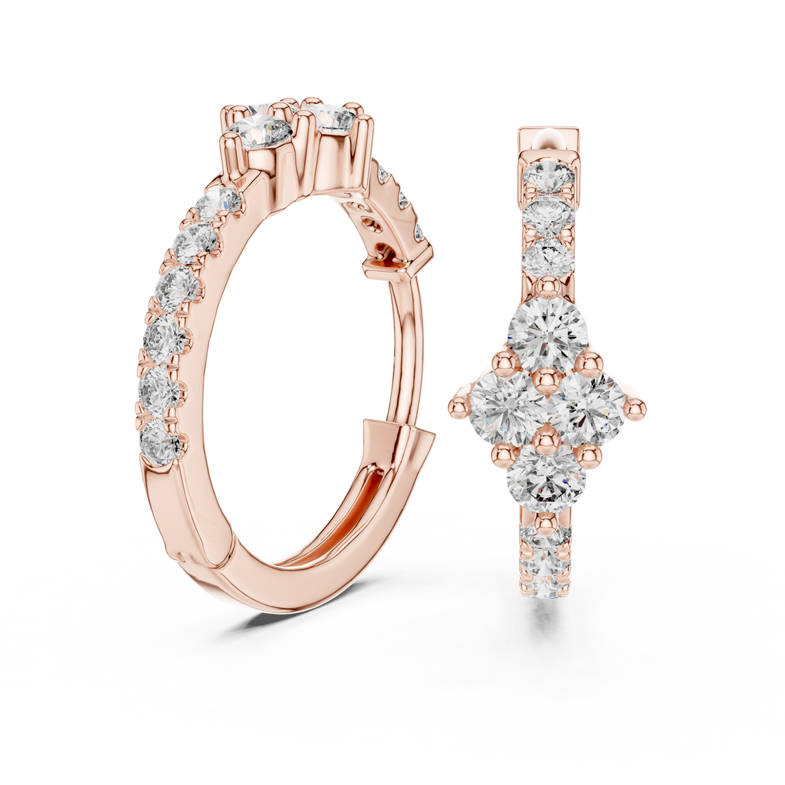 Sparkling Round-Cut Diamond Huggie Hoop Earrings in 14-KT White Gold