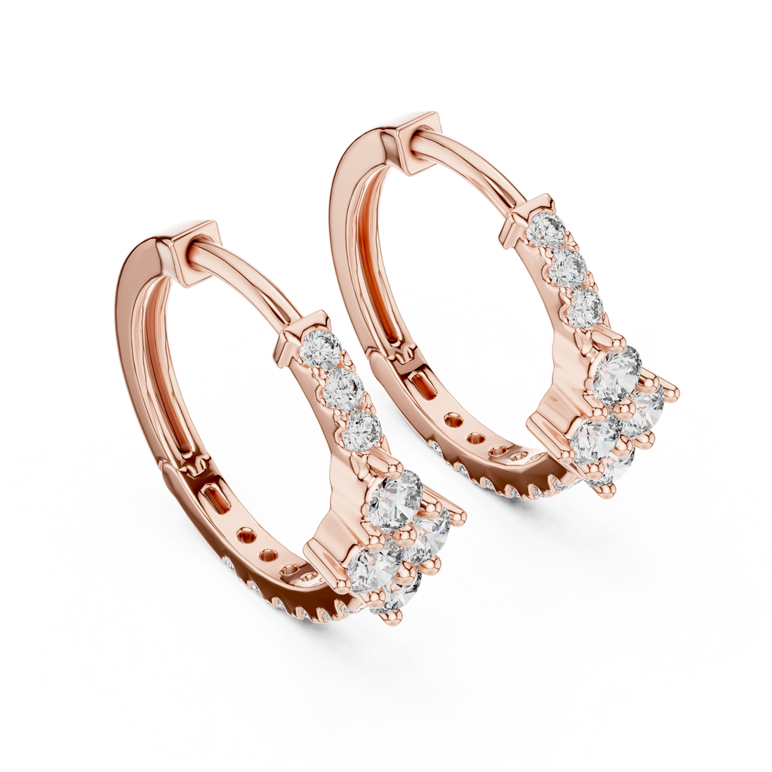Sparkling Round-Cut Diamond Huggie Hoop Earrings in 14-KT White Gold