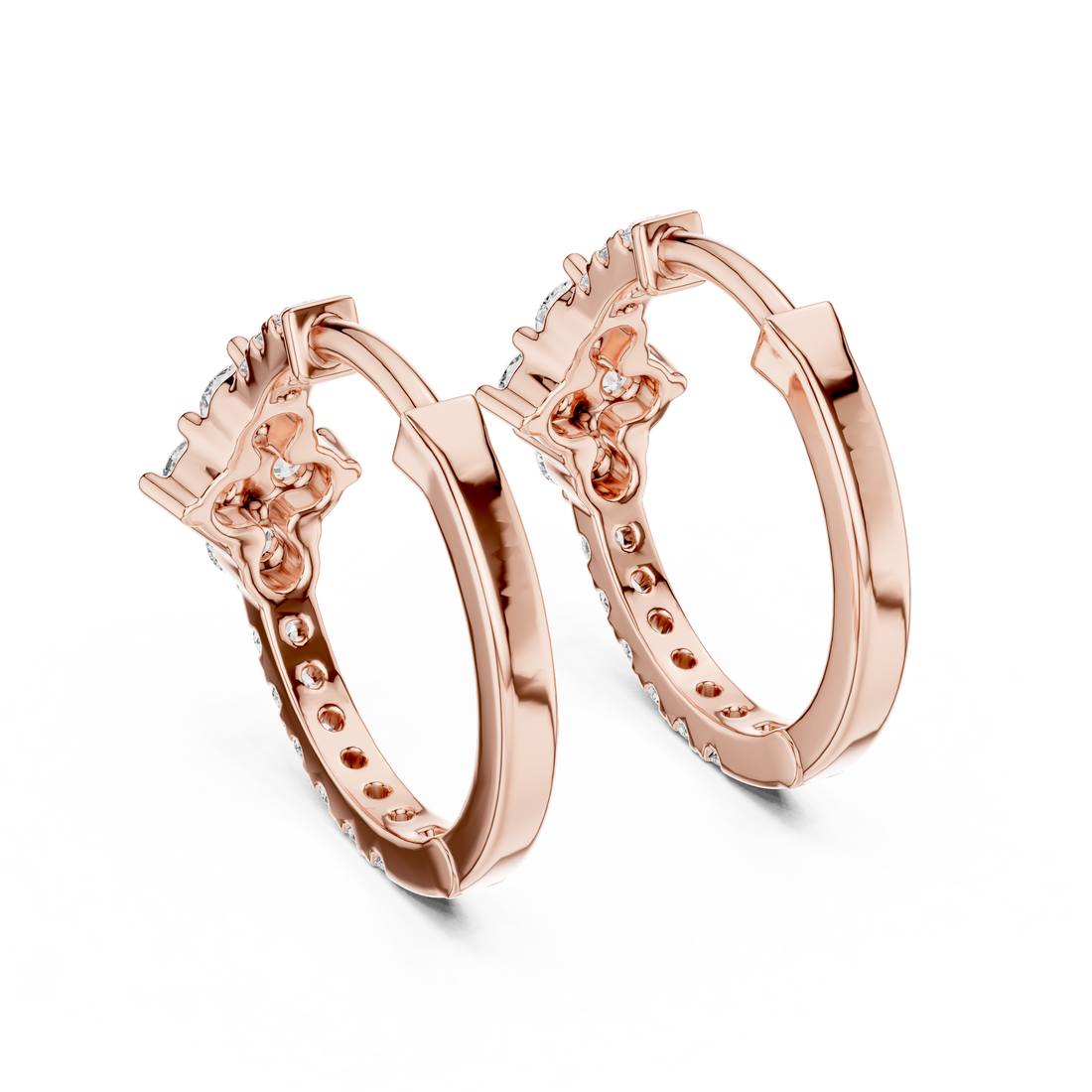 Sparkling Round-Cut Diamond Huggie Hoop Earrings in 14-KT White Gold