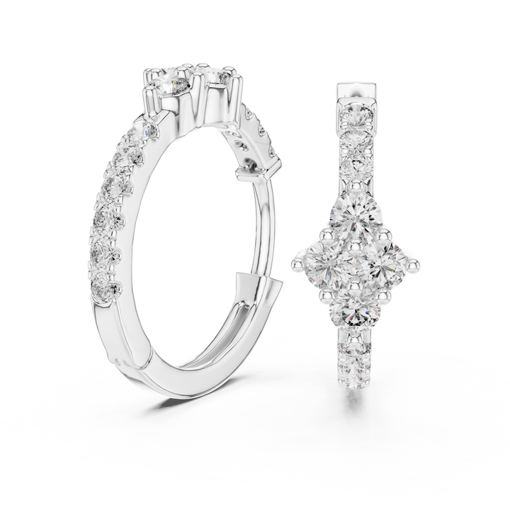 Sparkling Round-Cut Diamond Huggie Hoop Earrings in 14-KT White Gold
