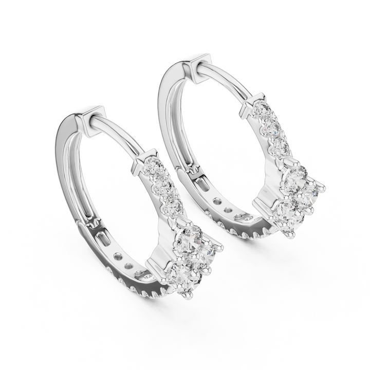 Sparkling Round-Cut Diamond Huggie Hoop Earrings in 14-KT White Gold