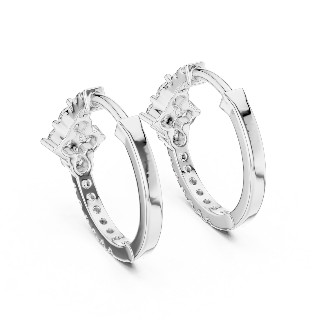 Sparkling Round-Cut Diamond Huggie Hoop Earrings in 14-KT White Gold