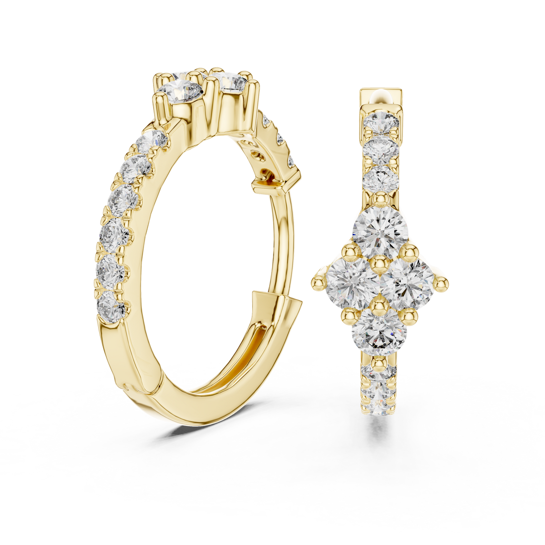 Sparkling Round-Cut Diamond Huggie Hoop Earrings in 14-KT White Gold