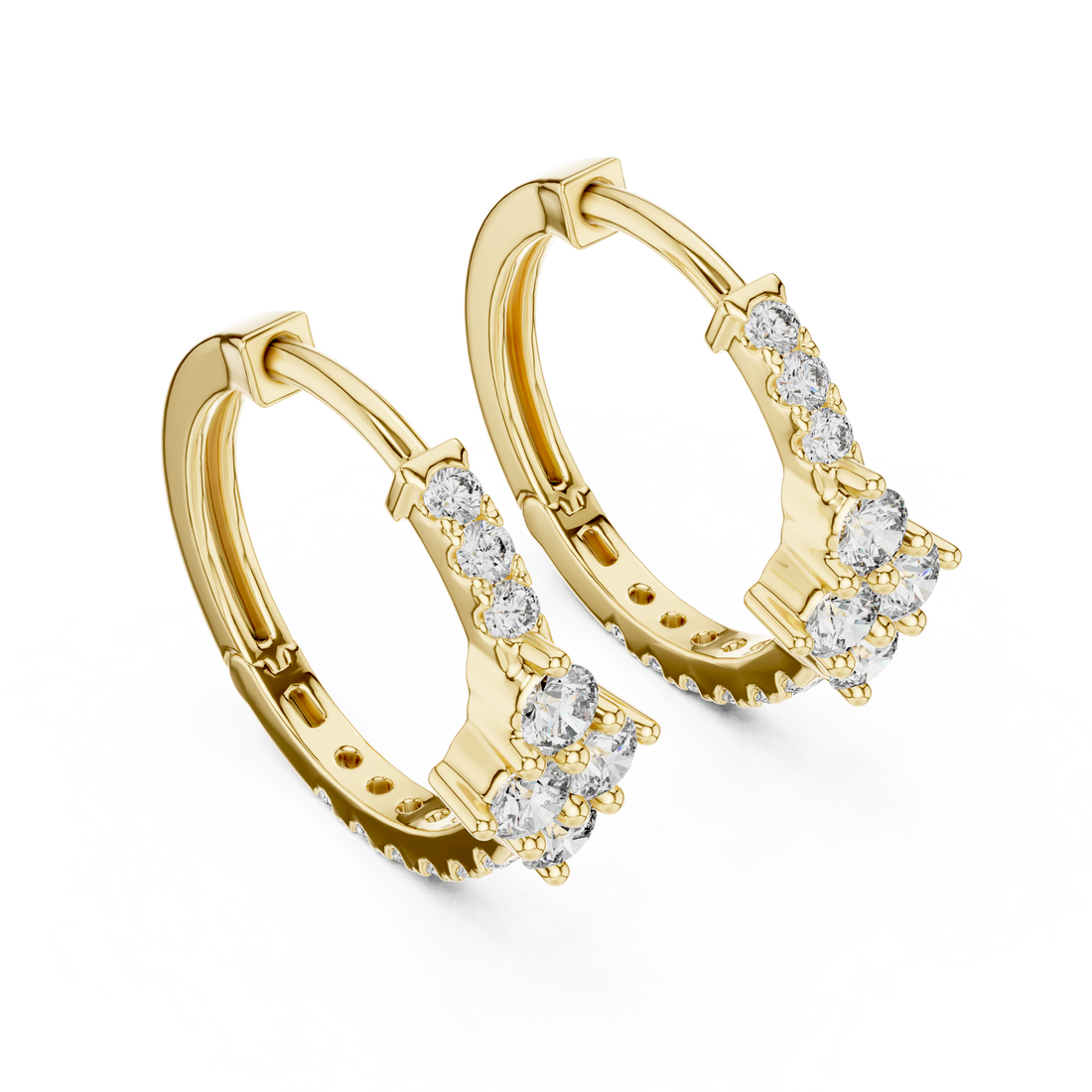 Sparkling Round-Cut Diamond Huggie Hoop Earrings in 14-KT White Gold