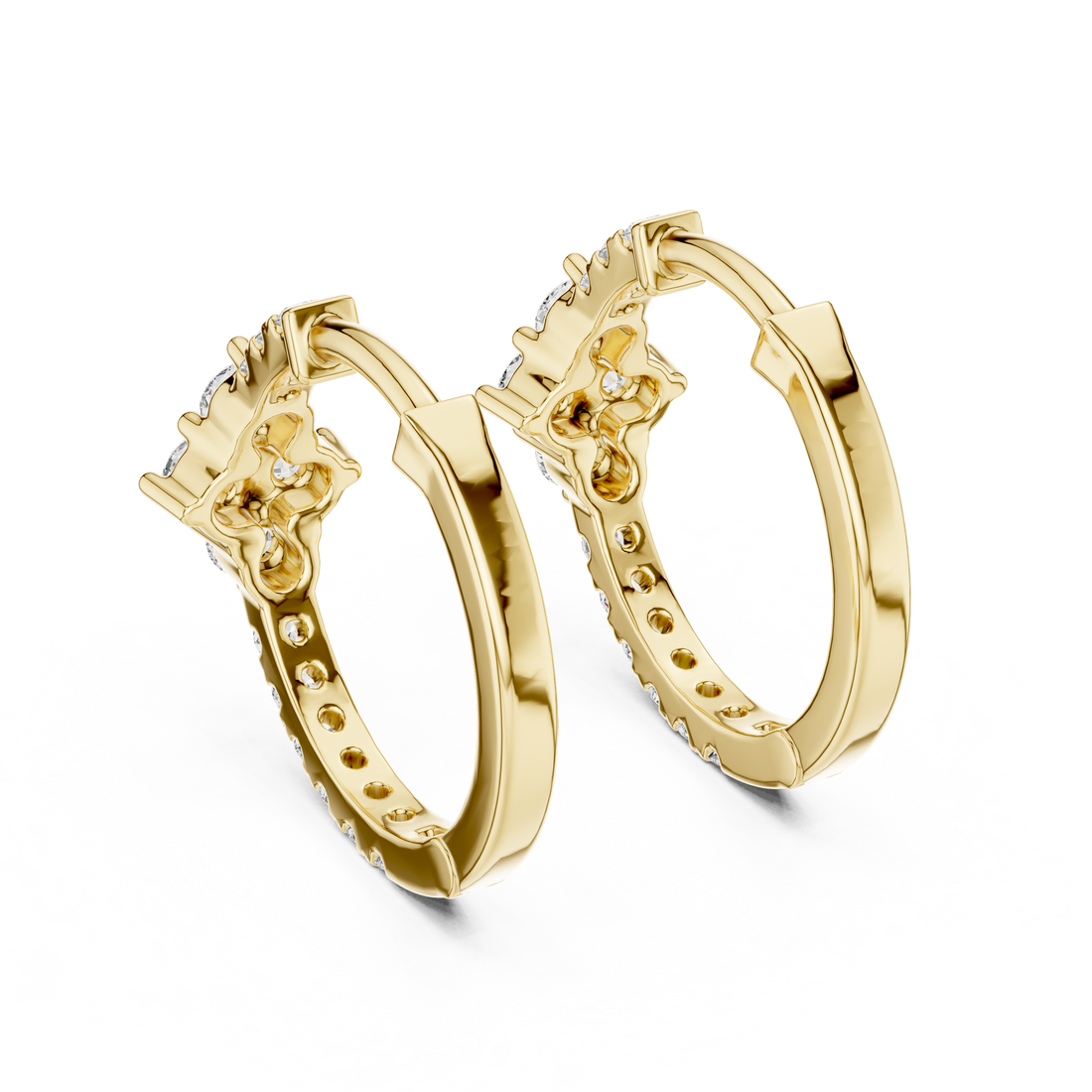 Sparkling Round-Cut Diamond Huggie Hoop Earrings in 14-KT White Gold