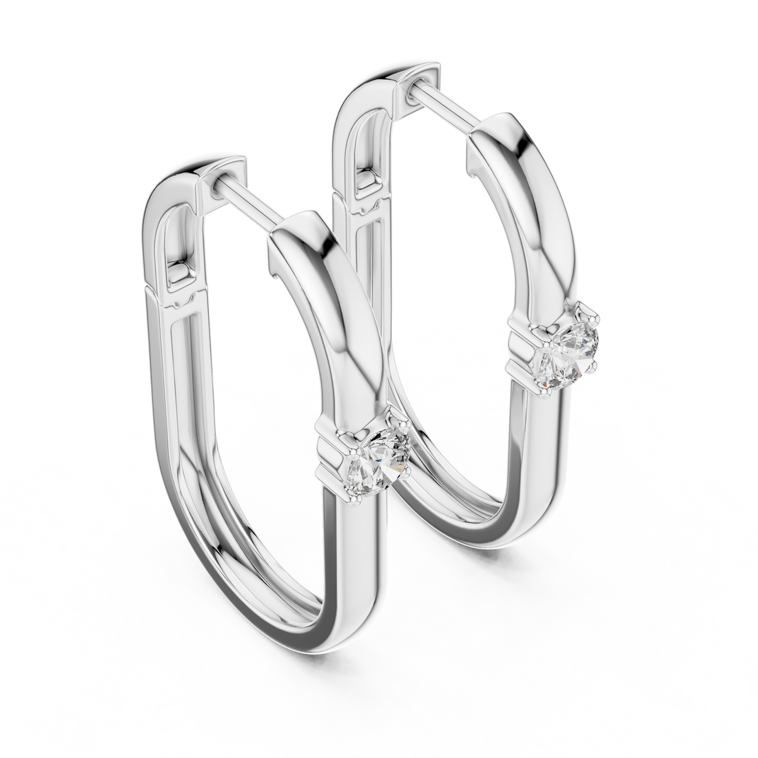 Modern 14-KT White Gold 0.25-CT Diamond Huggie Hoop Earrings
