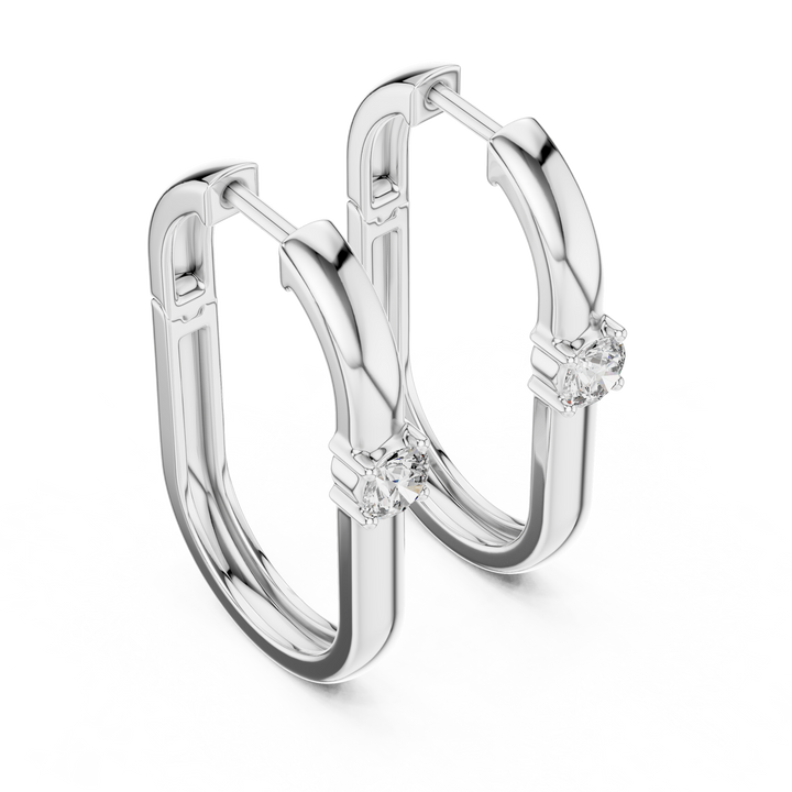 Modern 14-KT White Gold 0.25-CT Diamond Huggie Hoop Earrings