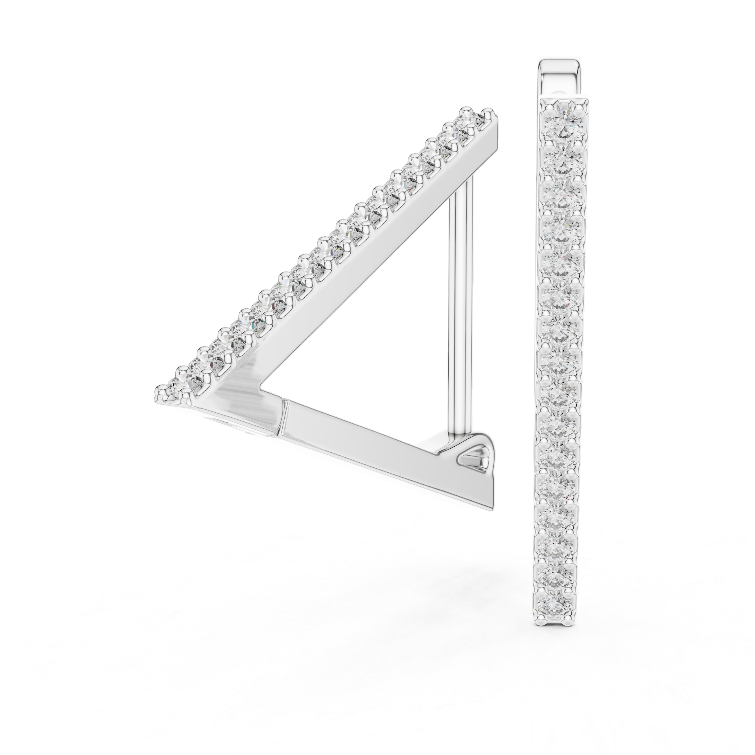 Diamond triangle earring on a white background