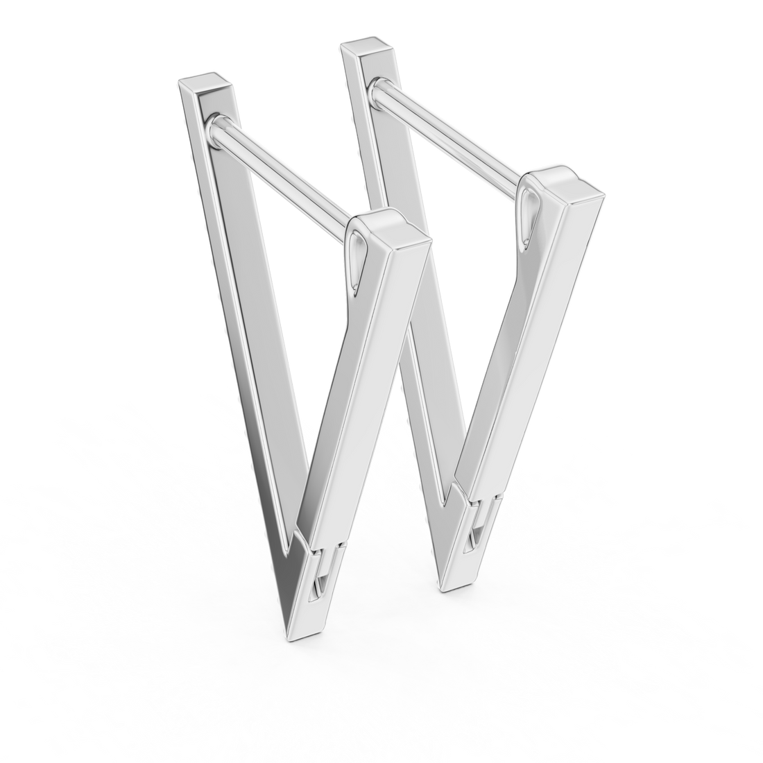 Geometric Diamond Bar Triangle Earrings in 14-KT White Gold