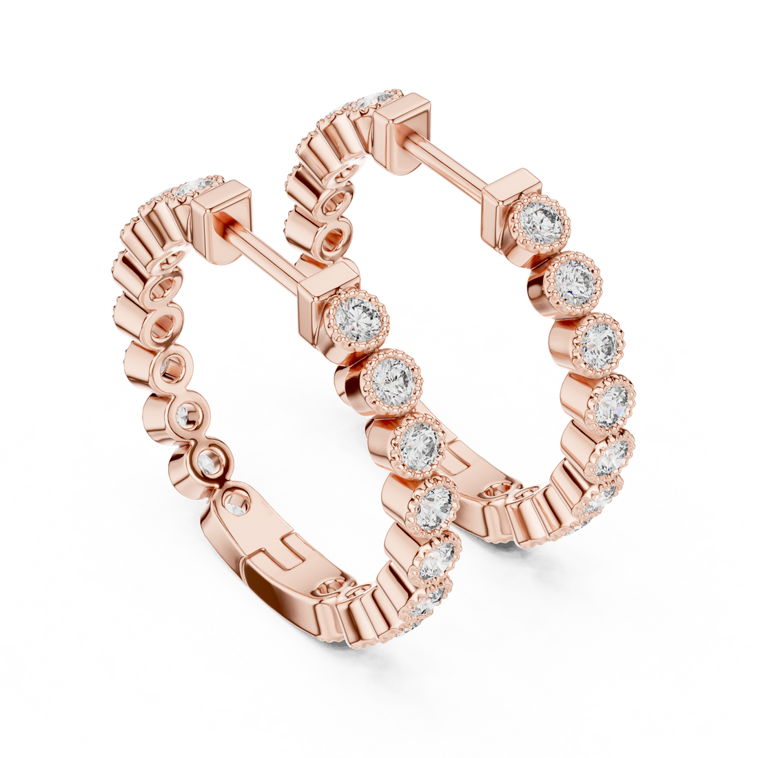 Classic Diamond Eternity Hoop Earrings in 14-Kt White Gold