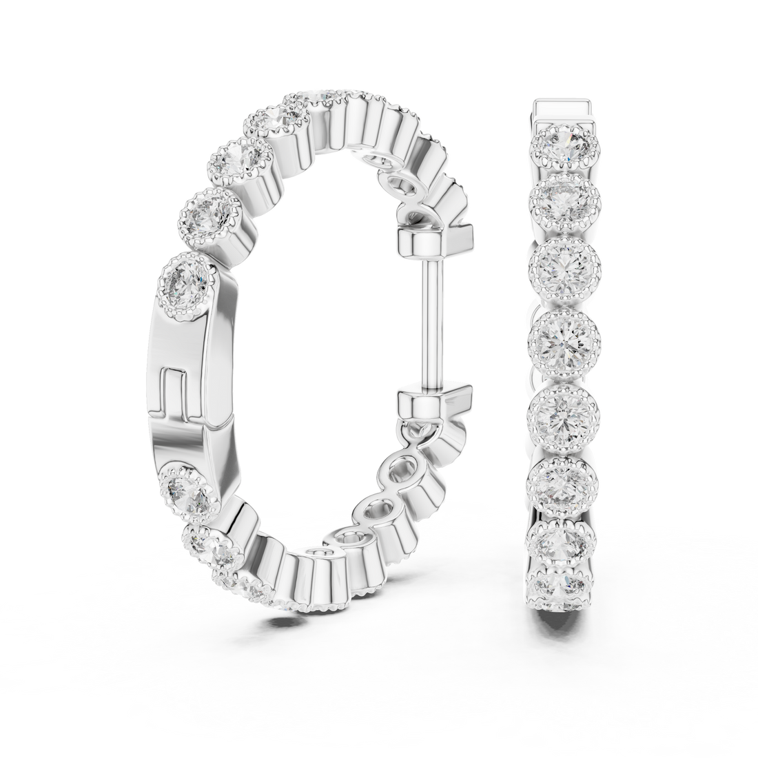 Classic Diamond Eternity Hoop Earrings in 14-Kt White Gold