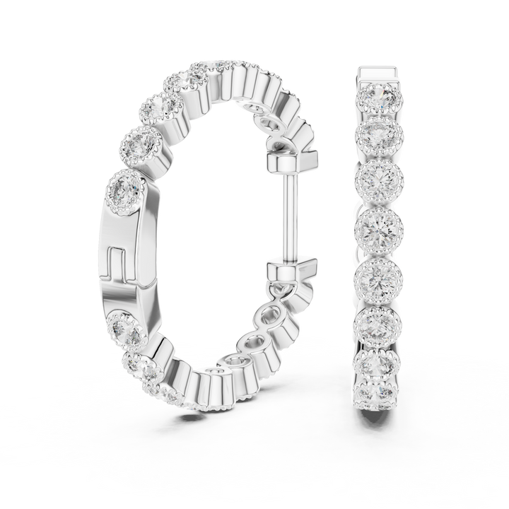 Classic Diamond Eternity Hoop Earrings in 14-Kt White Gold