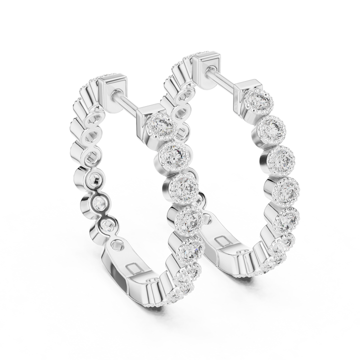 Classic Diamond Eternity Hoop Earrings in 14-Kt White Gold