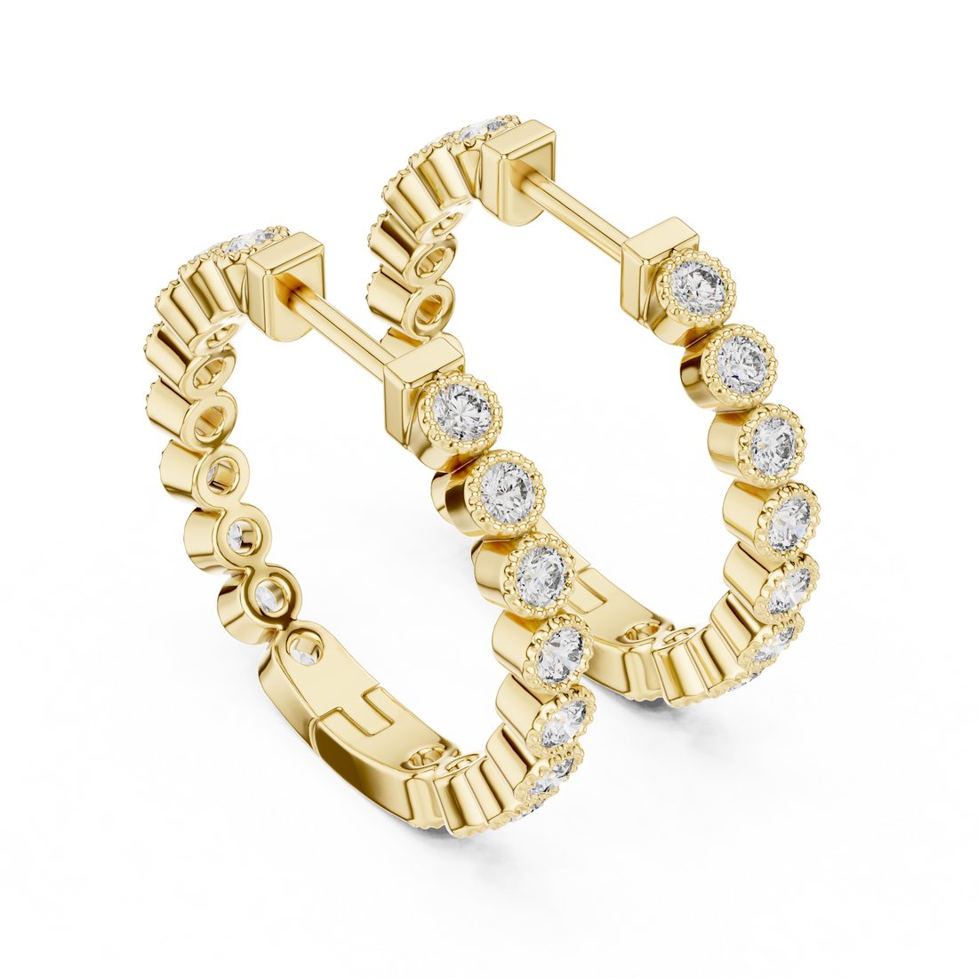 Classic Diamond Eternity Hoop Earrings in 14-Kt White Gold