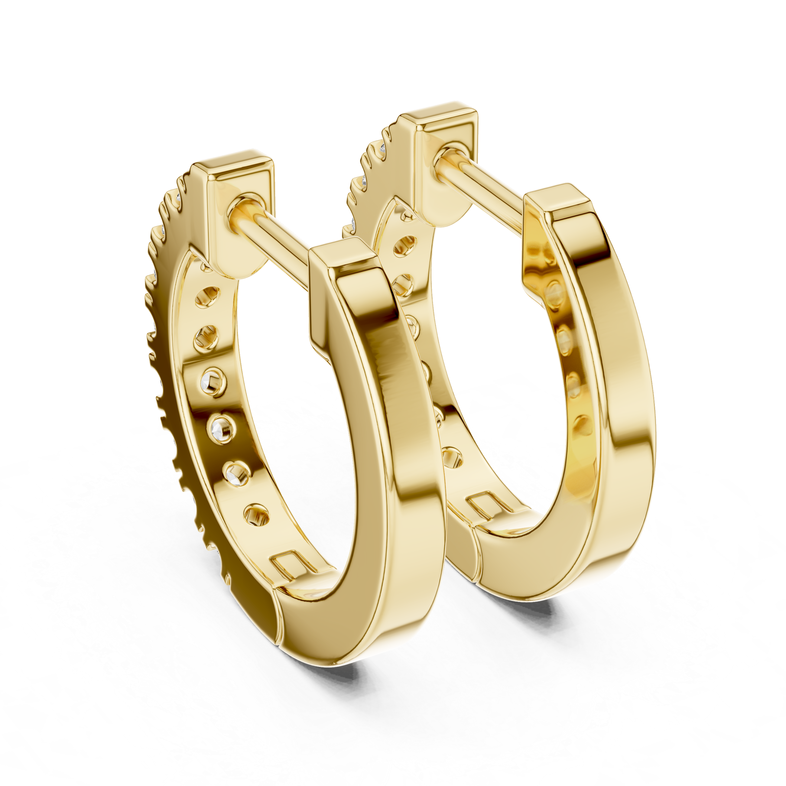 Gold hoop earrings on a white background