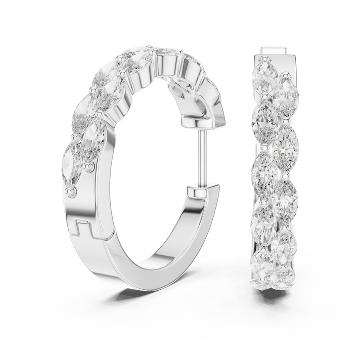 Dazzling Marquise Diamond Huggie Hoops in 14-KT White Gold