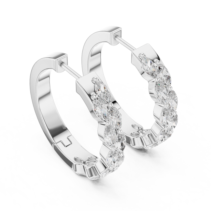 Dazzling Marquise Diamond Huggie Hoops in 14-KT White Gold