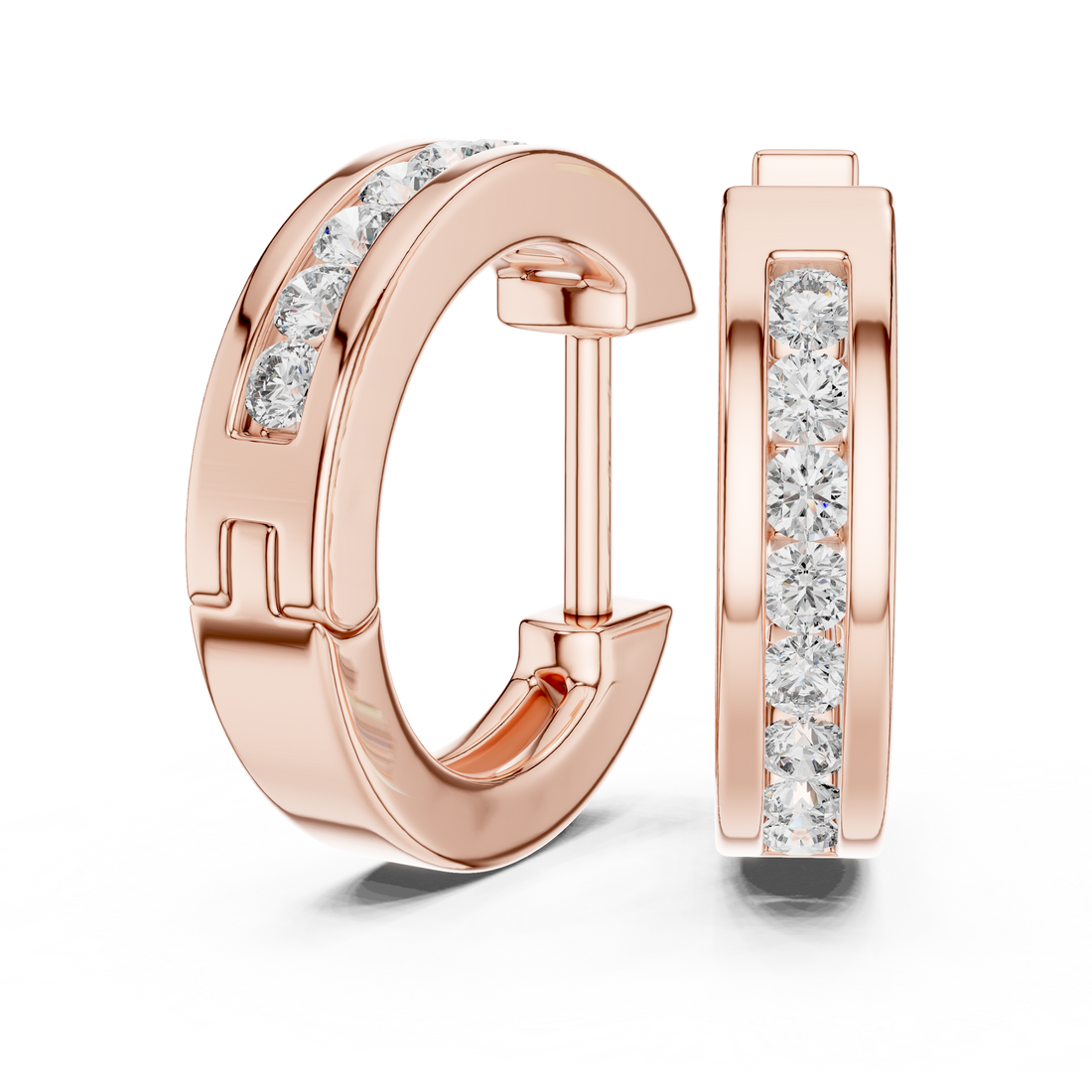 Modern Grace 14-KT White Gold Diamond Hug Earrings