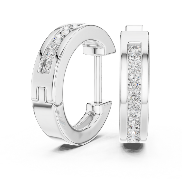 Modern Grace 14-KT White Gold Diamond Hug Earrings
