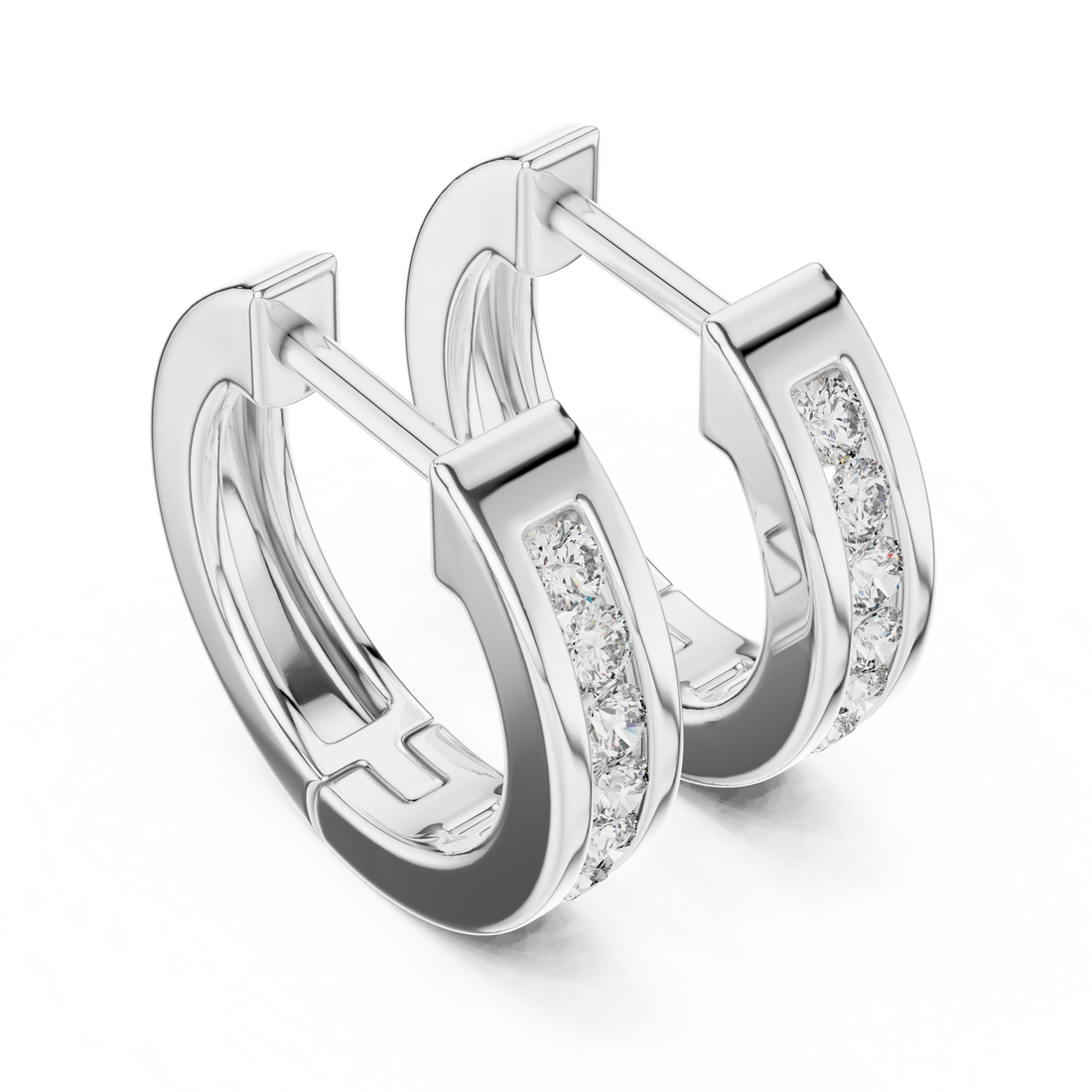 Modern Grace 14-KT White Gold Diamond Hug Earrings