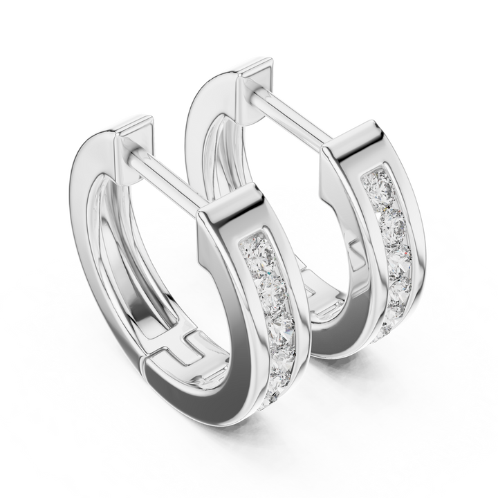 Modern Grace 14-KT White Gold Diamond Hug Earrings