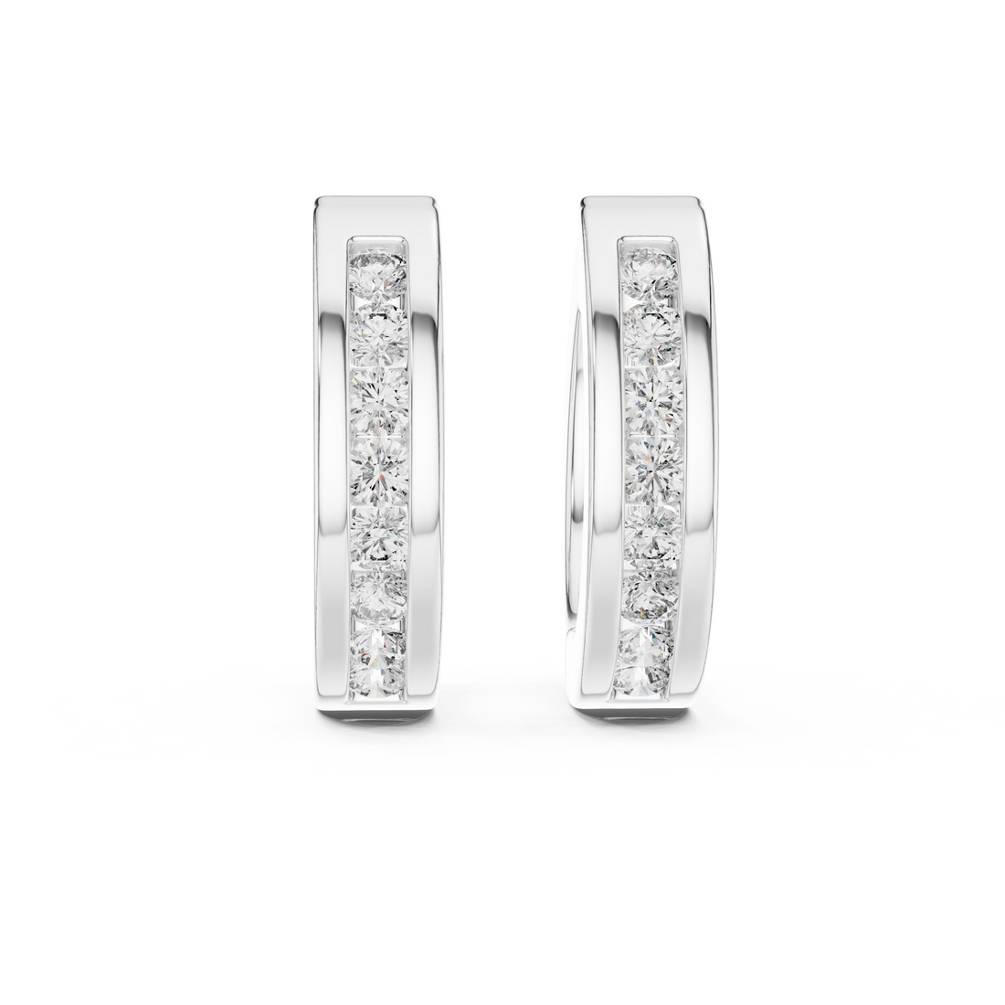 Modern Grace 14-KT White Gold Diamond Hug Earrings