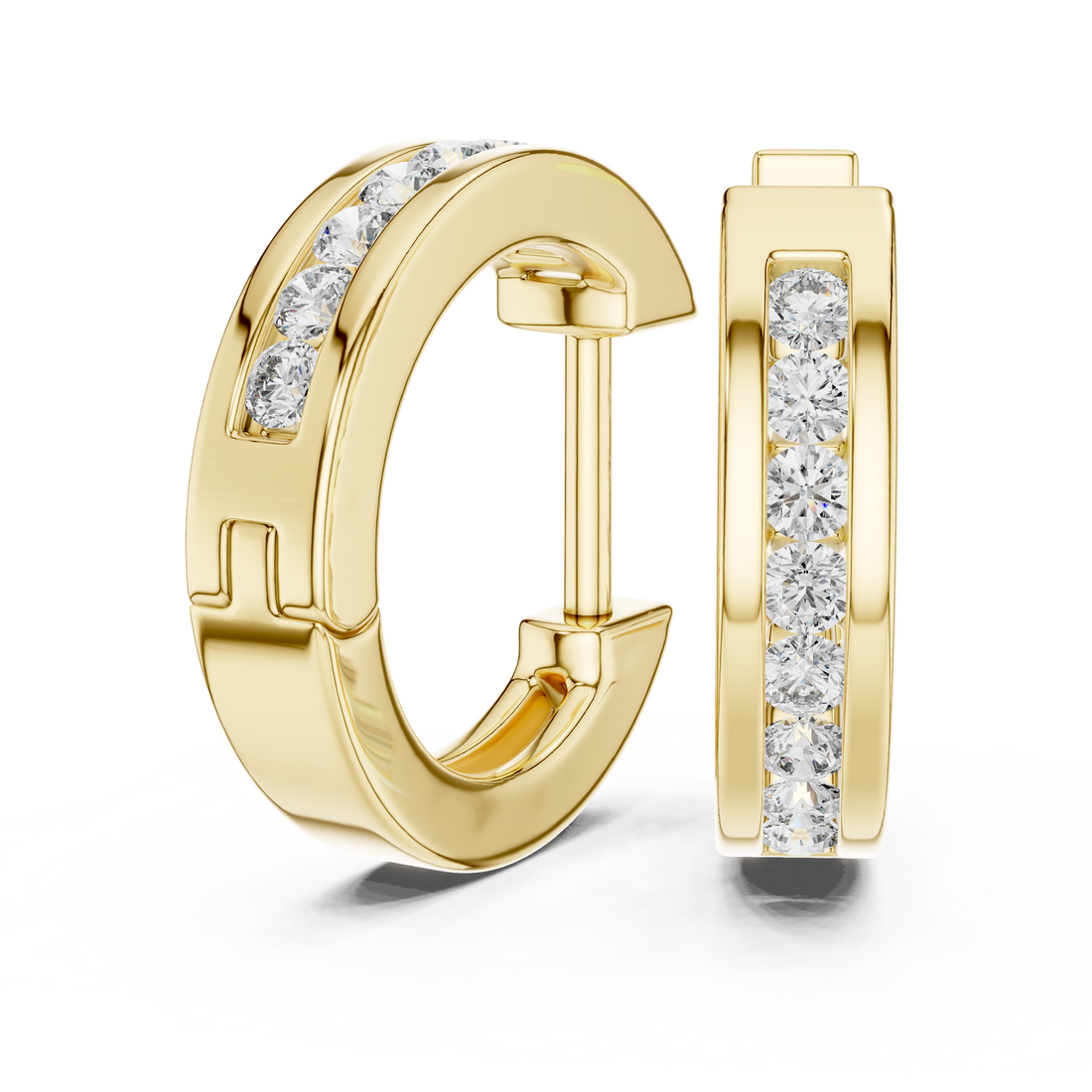 Modern Grace 14-KT White Gold Diamond Hug Earrings