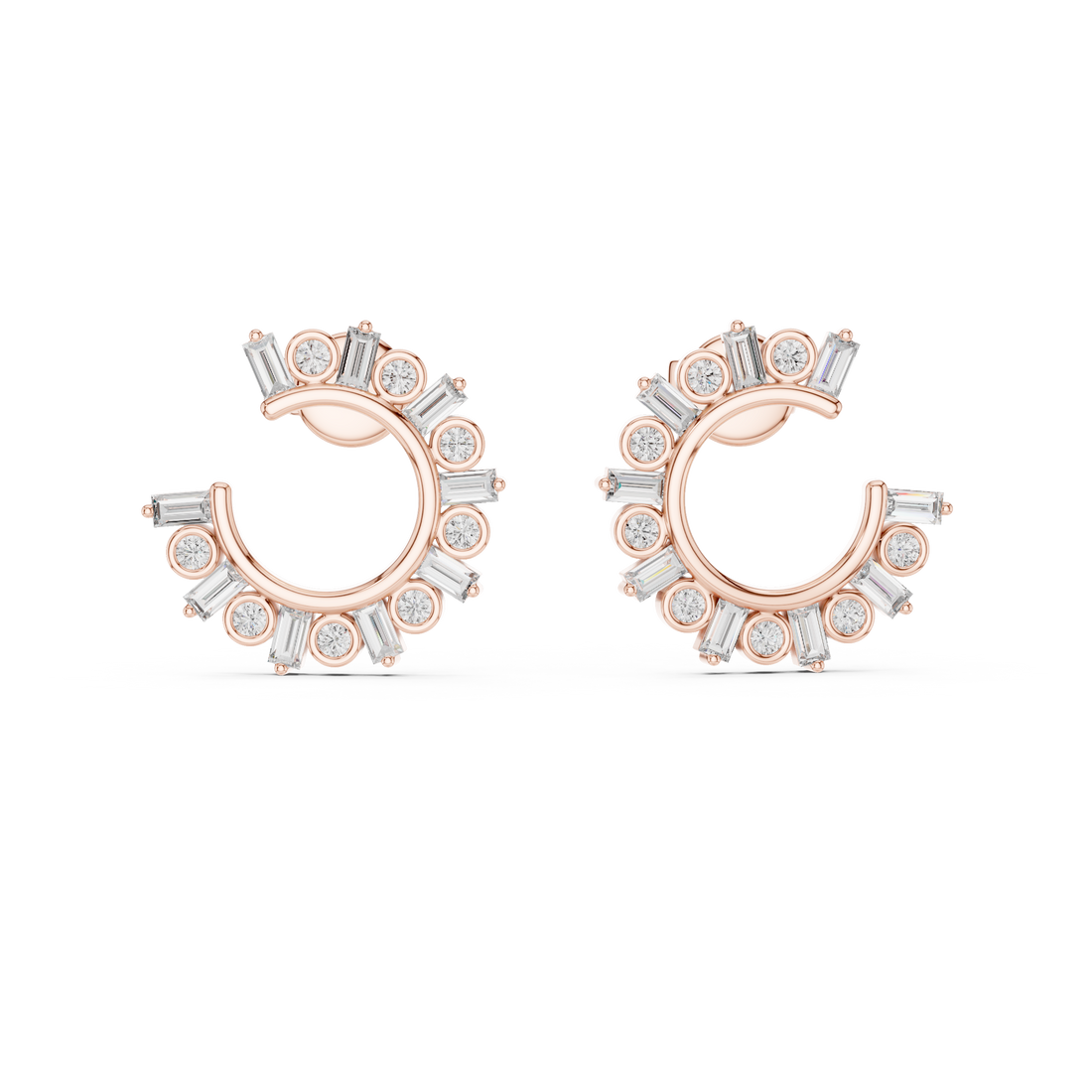 Radiant Sunburst Diamond Hoop Earrings