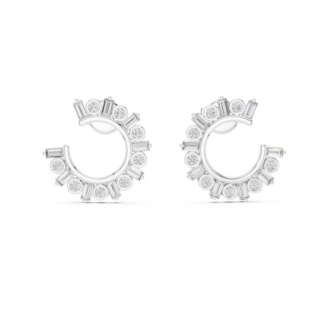 Radiant Sunburst Diamond Hoop Earrings