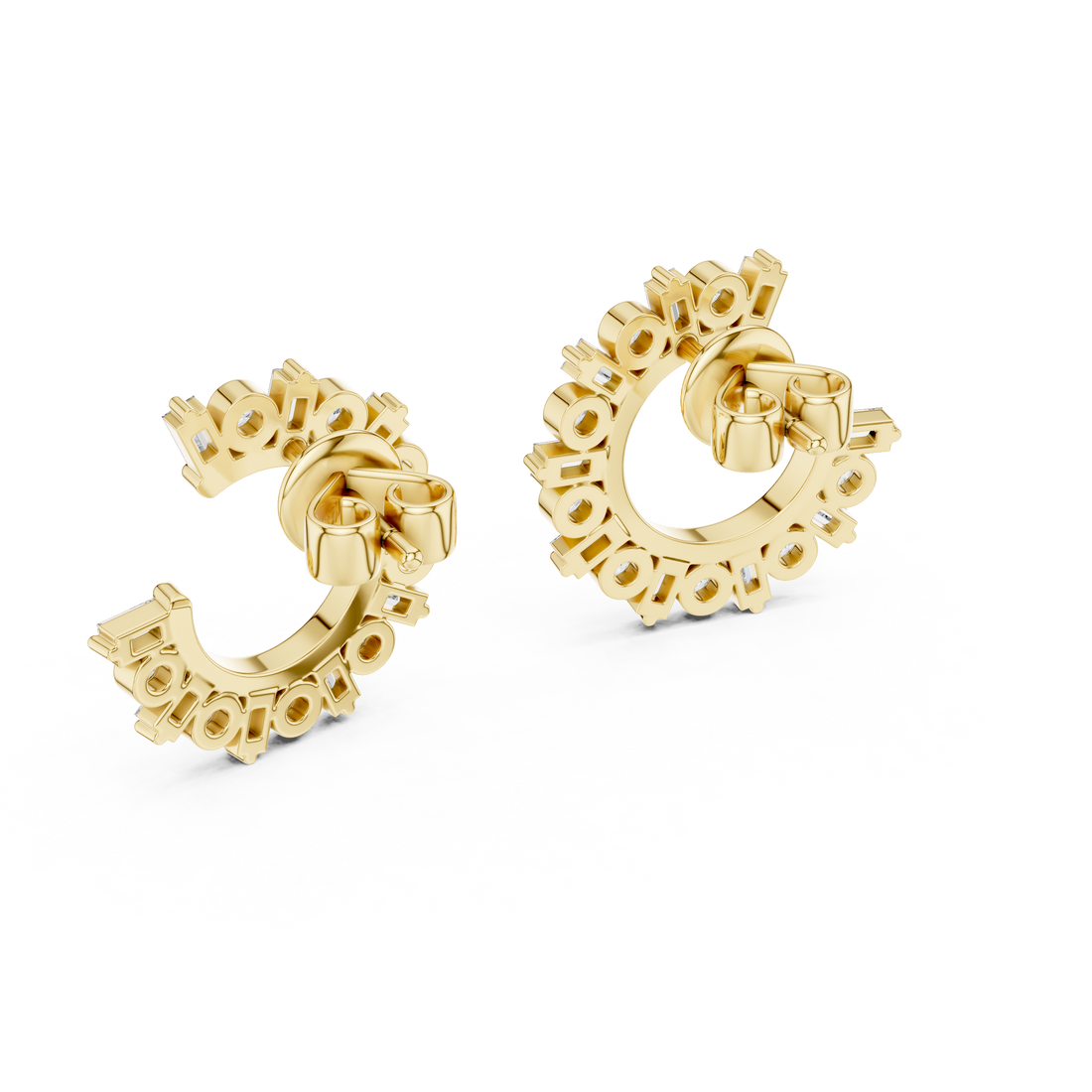 Radiant Sunburst Diamond Hoop Earrings