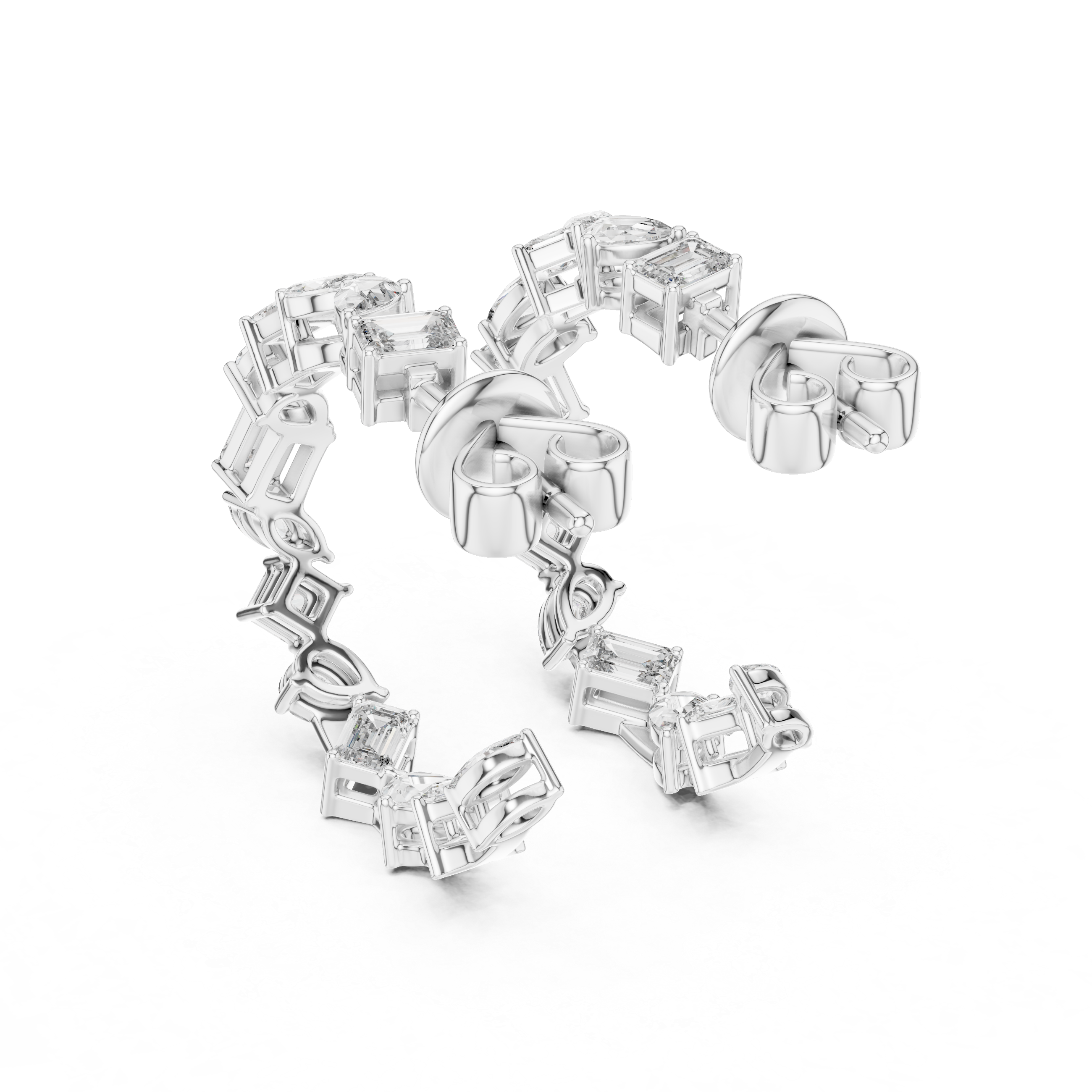 Silver bracelet with diamond accents on a white background