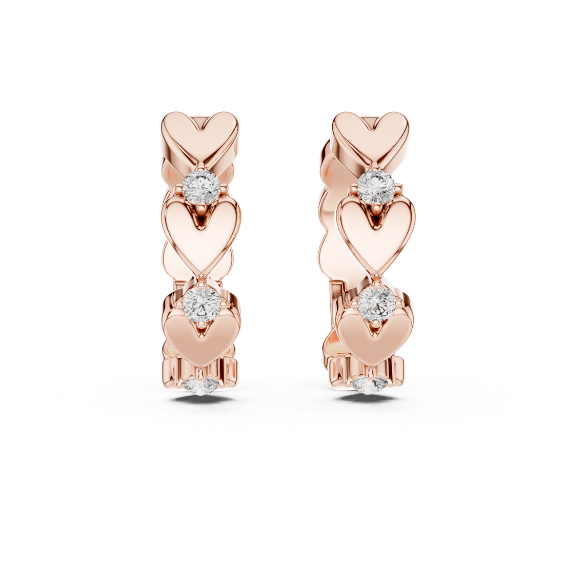 Heart Motif Diamond Hoop Earrings in 14-KT White Gold