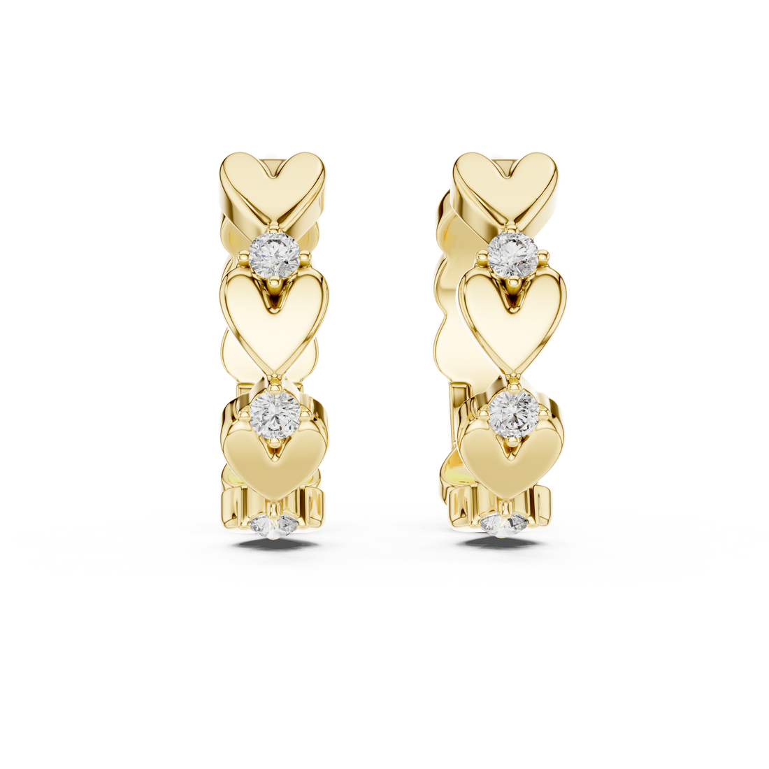 Heart Motif Diamond Hoop Earrings in 14-KT White Gold