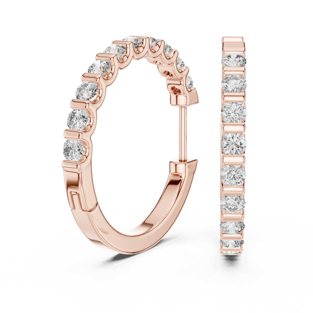 Luxury White Gold Diamond Huggie Hoops in 14-KT White Gold