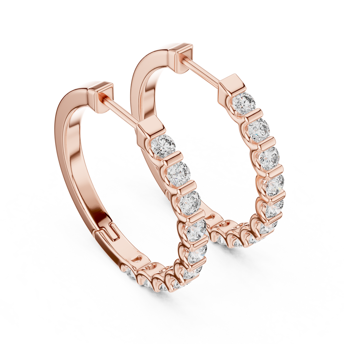 Luxury White Gold Diamond Huggie Hoops in 14-KT White Gold