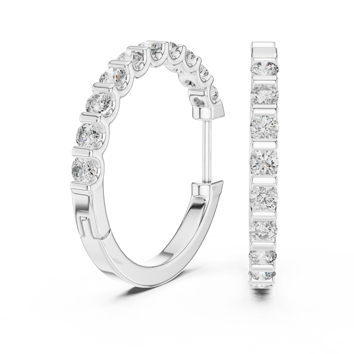 Luxury White Gold Diamond Huggie Hoops in 14-KT White Gold