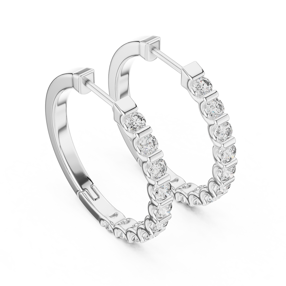 Luxury White Gold Diamond Huggie Hoops in 14-KT White Gold