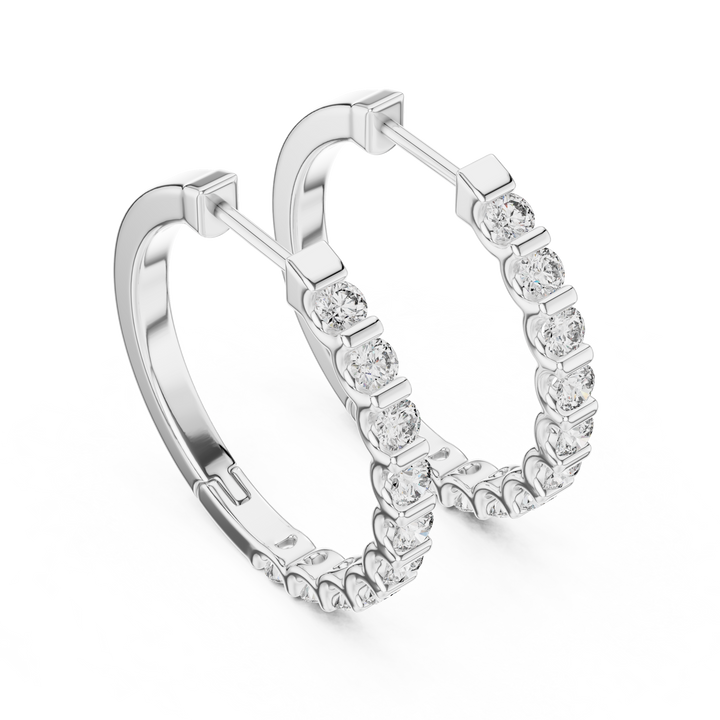 Luxury White Gold Diamond Huggie Hoops in 14-KT White Gold