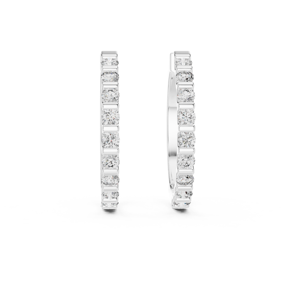 Luxury White Gold Diamond Huggie Hoops in 14-KT White Gold