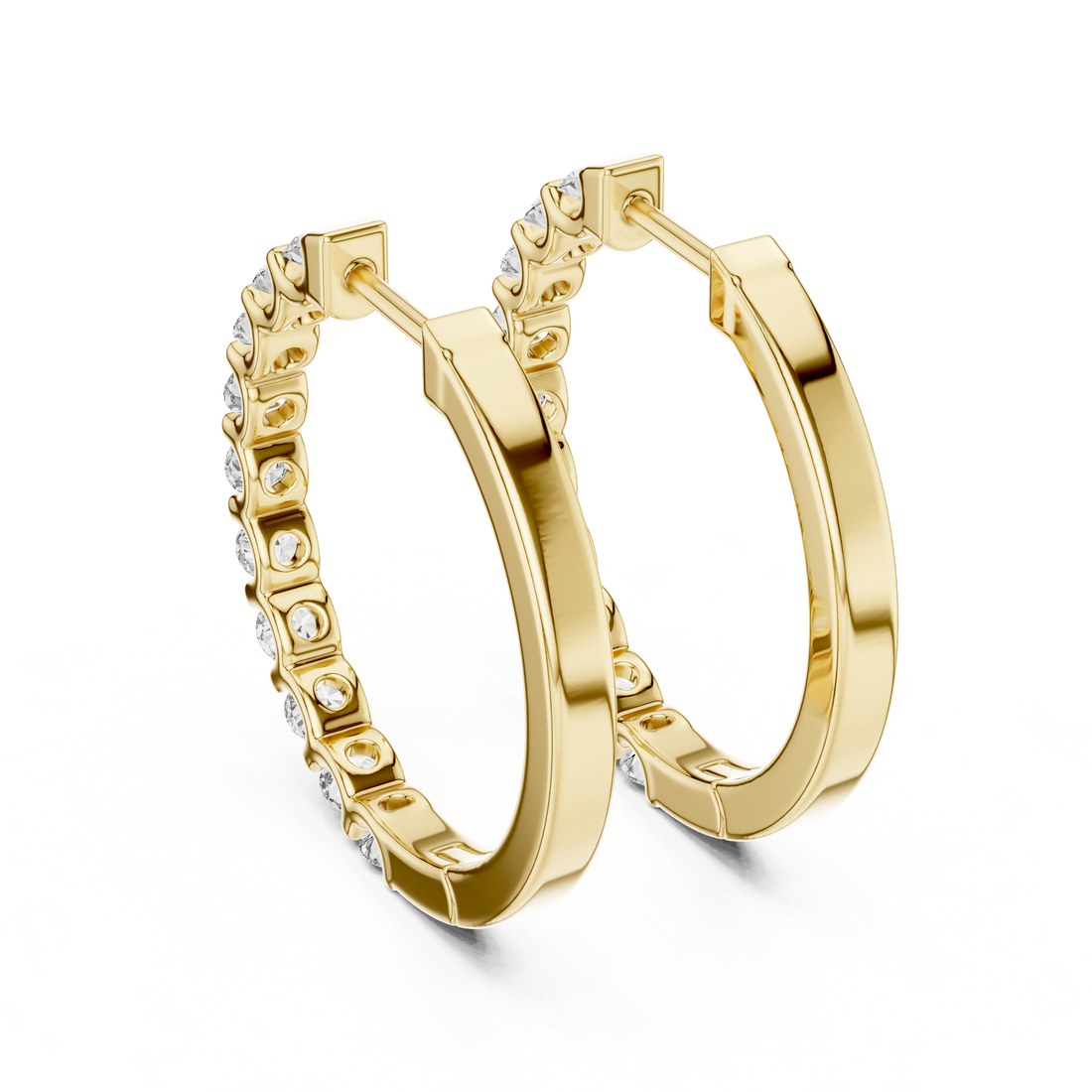 Luxury White Gold Diamond Huggie Hoops in 14-KT White Gold