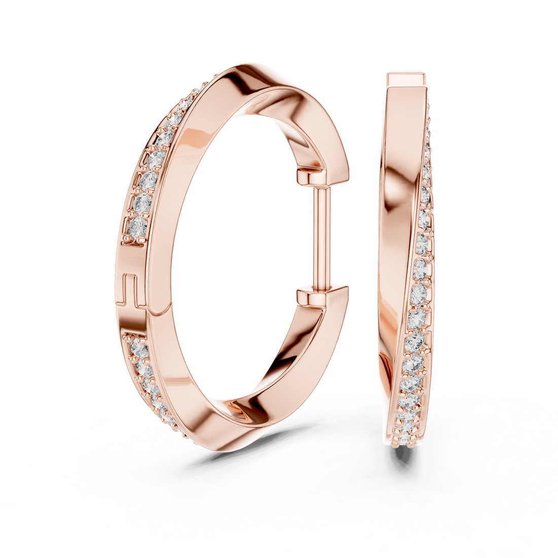 14-KT White Gold Sparkle Curve Hoops Earrings